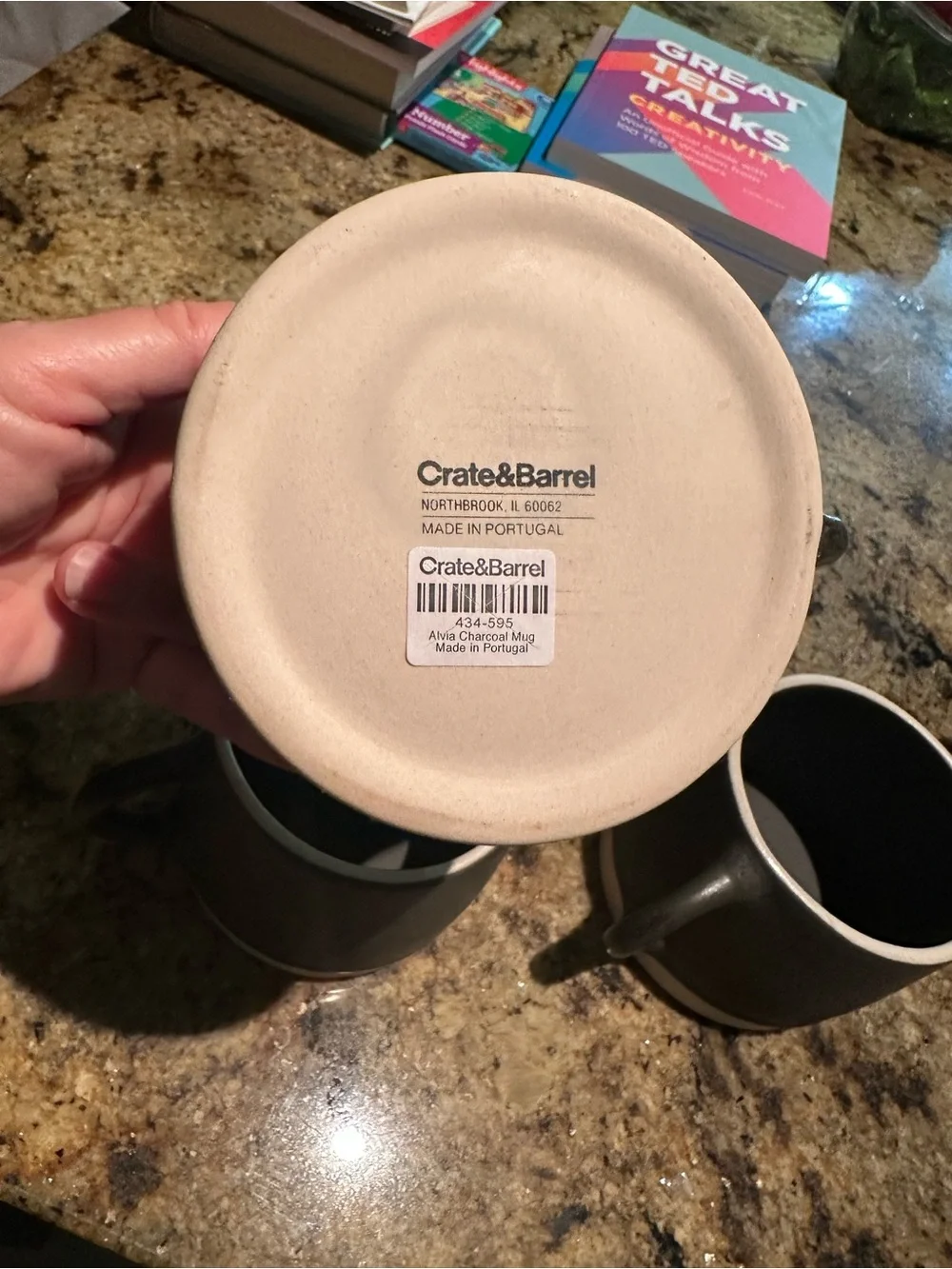 Crate & Barrel Alvia charcoal mug. Set of 5